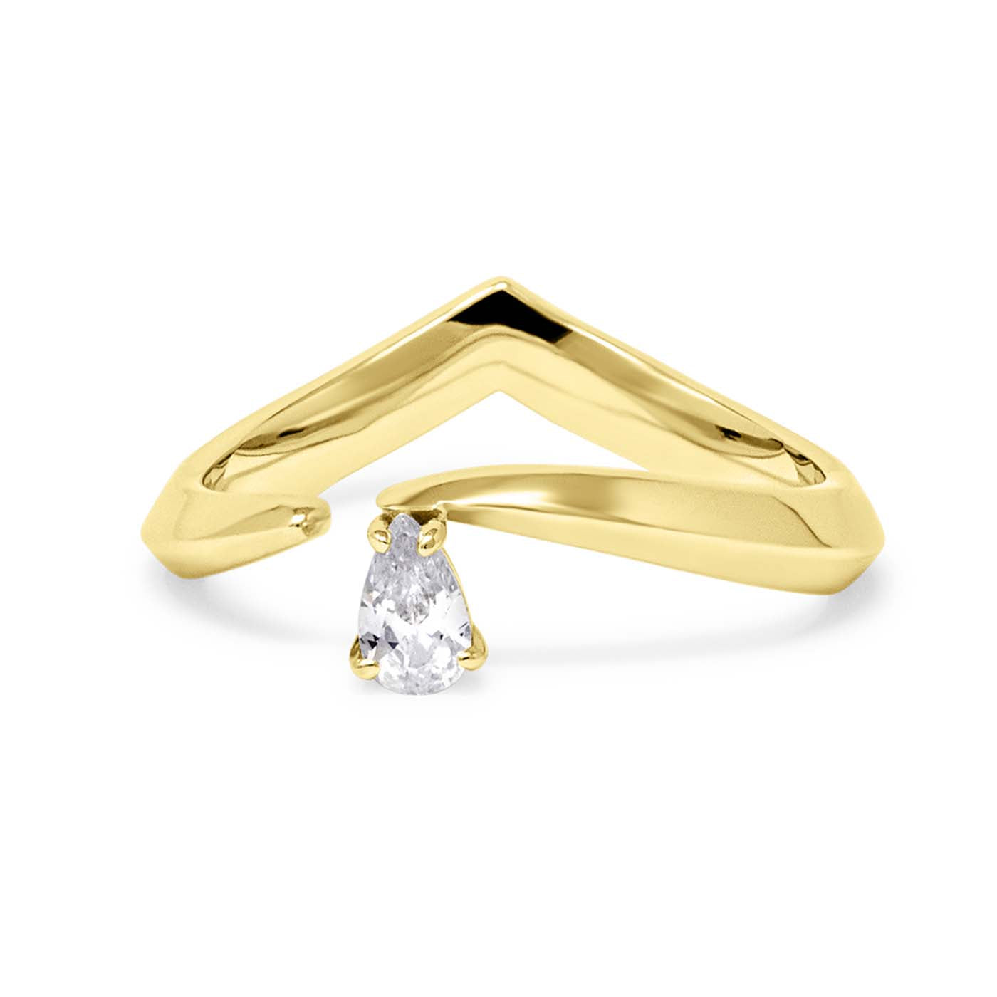 Tear Drop Ring in Rhodium-Plated Silver and Topaz